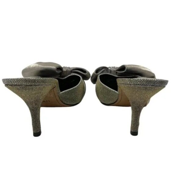 J.Renee' Silver and Gold Shimmer Bow Sparkle Pointed Toe Mules - Size 11 W - Picture 4 of 7